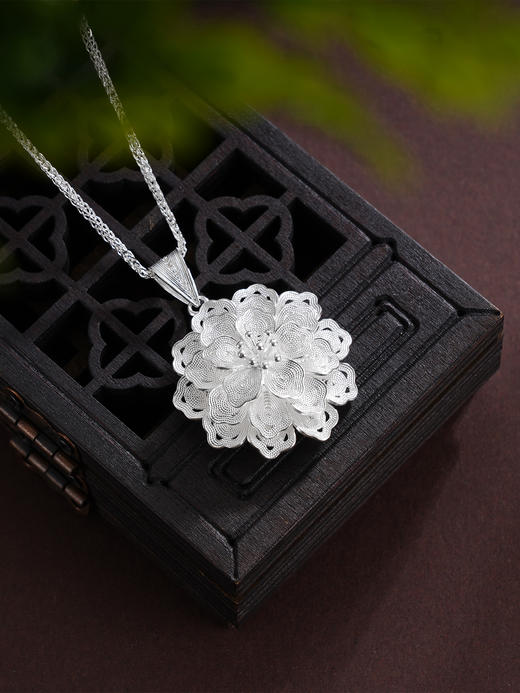 子佩集S990银【团花簇锦】套链【YJJ007】花丝项链2509 商品图4