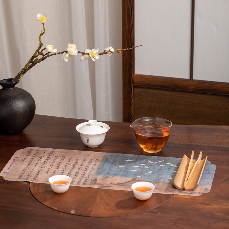 瑞鹤图茶席双面50*20cm