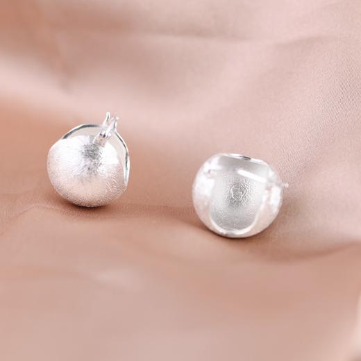 【清闲时光】S925银素银拉丝圆球银珠珠耳包耳饰【SCH-SY33003】 商品图2