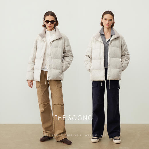 THESOONG\浅灰100%秋冬保暖羊毛羽绒服女HWYRF7558 商品图6