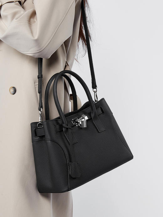 【老顾客定制款荔枝纹头层牛皮】秋冬美拉德氛围感大容量真皮托特包  实物真的非常高级，可以手提也可以单肩背，非常显气场45152 商品图4