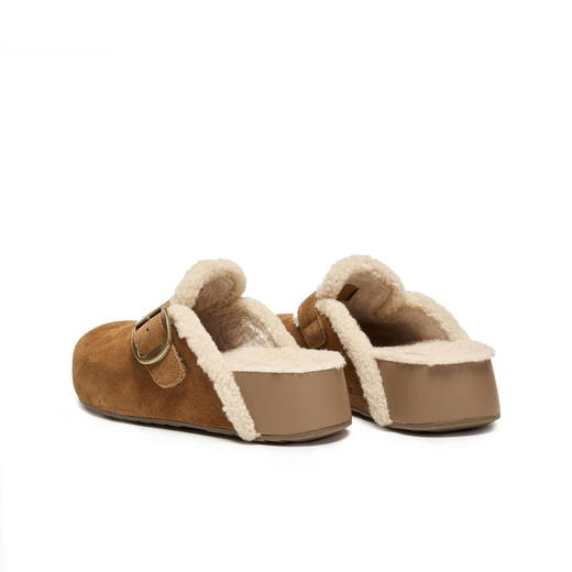 BF楼百丽加毛厚岛吐司2代勃肯鞋女2025新款厚底增高包头拖鞋E6U1DDH5 商品图4