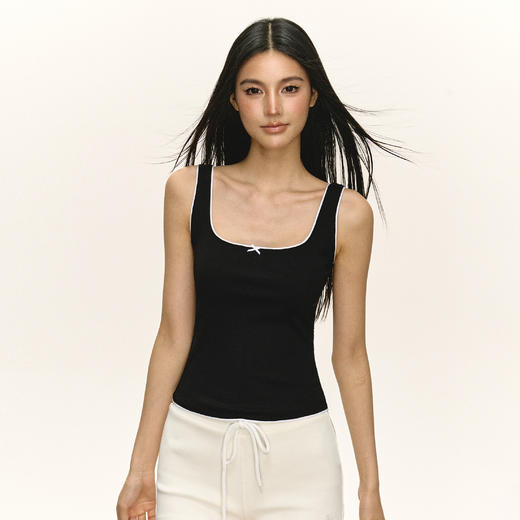 Ariseism 美式复古设计感黑色基础吊带背心女夏季新款修身上衣 商品图2
