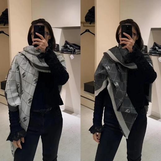 专柜流出100%正香奶奶真丝羊毛双面围巾披肩 商品图8