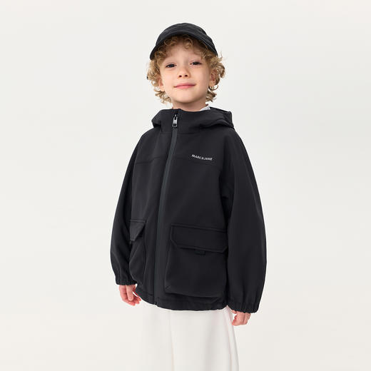 【无氟防泼水】马克珍妮男童加绒防风机能软壳外套2025年秋冬新款551339 商品图1