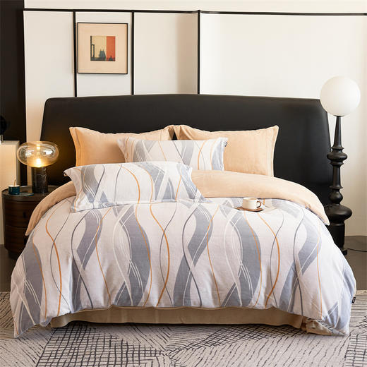 多喜爱 暖暖绒四件套晨晓新叶/时光小憩/叠趣/橙络花织/格苒/琼浪/晨露绒光/慕婉/hl【高克重暖暖绒】【一触即暖】【抗静电】【不易掉毛】细腻绒毛 暖而不闷 透湿排汗 可水洗 商品图10