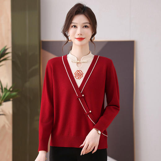 FCY FQ88734新中式假两件套装领针织毛衣 商品图0