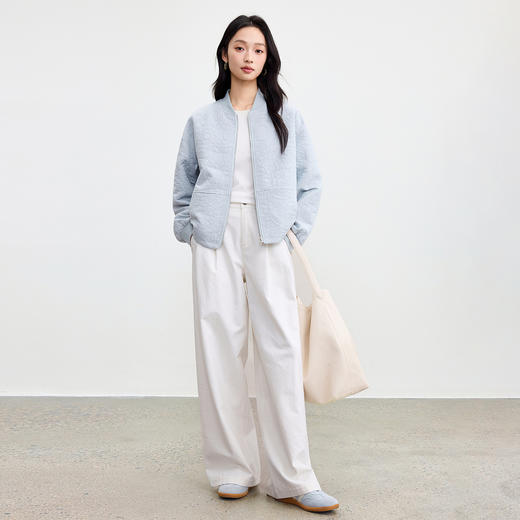 【内购】【厚实保暖】都市通勤棒球领拉链宽松落肩宫廷花卉肌理棒球服外套-153WB3148 商品图2