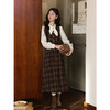 鹿向南「栗子枫糖」咖色格纹无袖连衣裙女秋季法式设计感背心裙子 商品缩略图0