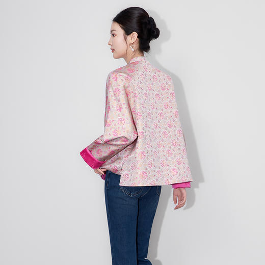 「高货wl」全新升级【铂金会员330/天猫449/差价119】(95832)洛诗琳新中式金丝提花外套2025秋季新款两面穿国风上衣女 商品图1