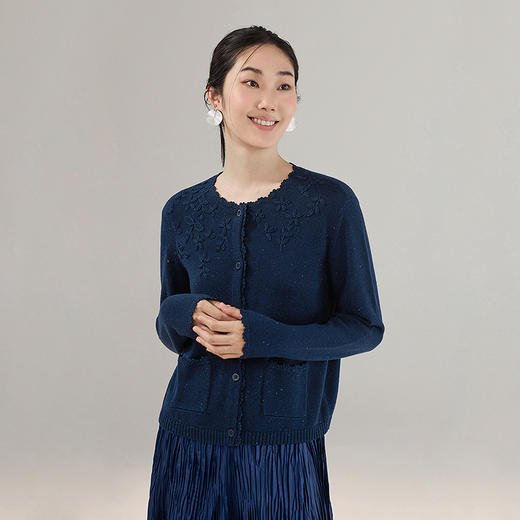 【林栖设计小店】珠片羊毛毛织外套绣花宽松优雅2025秋冬新款上衣毛衣女1954112 商品图9