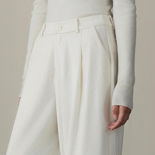 【林栖设计小店】山茶知雾系列羊毛混纺压褶裤子优雅气质百搭直筒宽松显瘦2025秋冬新款阔腿裤女1954071 商品图3