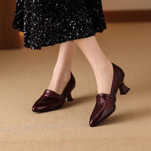 【预售5天】真皮高跟单鞋女春秋新款尖头小皮鞋粗跟时尚优雅百搭女鞋SY&fh506 商品图4