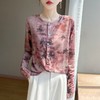 奥伊米100%天丝初秋圆领晕染印花薄款针织开衫RWM14 商品缩略图0