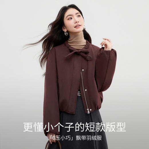 【内购】【90%白鸭绒】小个子通勤隧道式飘带圆领宽松不臃肿短款羽绒服-W54YC2031 商品图1