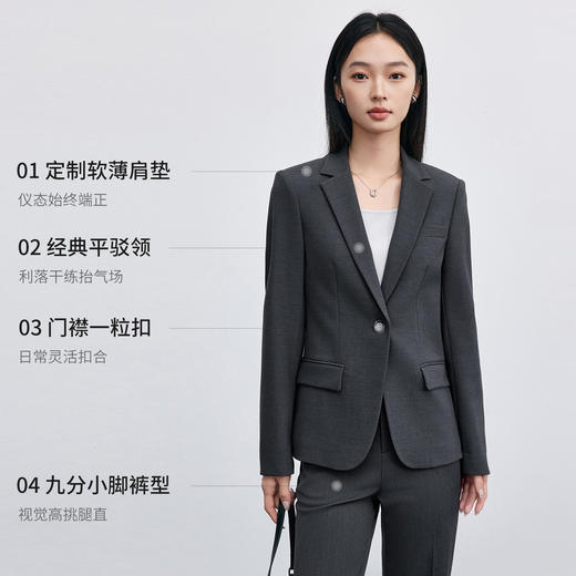 【内购】【免搭配套装】职业通勤平驳领一粒扣垫肩西装外套&九分小脚西裤-153Z80242 商品图1