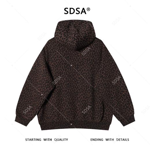SDSA男士秋冬新款痞帅男装设计师豹纹拉链连帽卫衣网红款开衫外套 商品图5