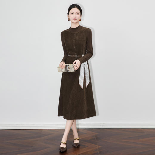 「高货wl」全新升级【铂金会员367/天猫499/差价132】(99908)洛诗琳2025秋季法式优雅纯色打底衫雪尼尔绒背心裙两件套 商品图0