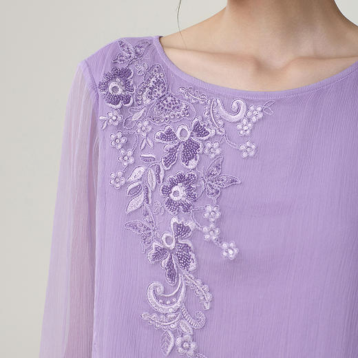 【林栖设计小店】桑蚕丝连衣裙优雅绣花不规则2025秋冬新款花仙子长裙女T1954177 商品图3