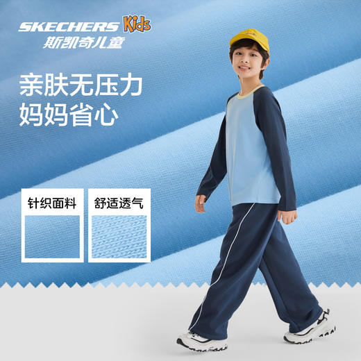 Skechers斯凯奇儿童T恤插肩袖时尚百搭上衣男女童纯棉舒适长袖L125K006 商品图3