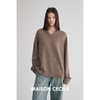 MAISON CECILE  棕色加色/高克重羊毛V领毛衣 商品缩略图2