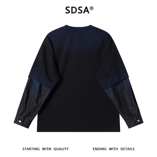 SDSA男士秋冬新款痞帅男装潮牌扎染拼接圆领卫衣肌理感时尚舒适 商品图5