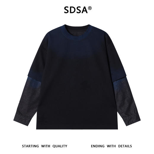 SDSA男士秋冬新款痞帅男装潮牌扎染拼接圆领卫衣肌理感时尚舒适 商品图1
