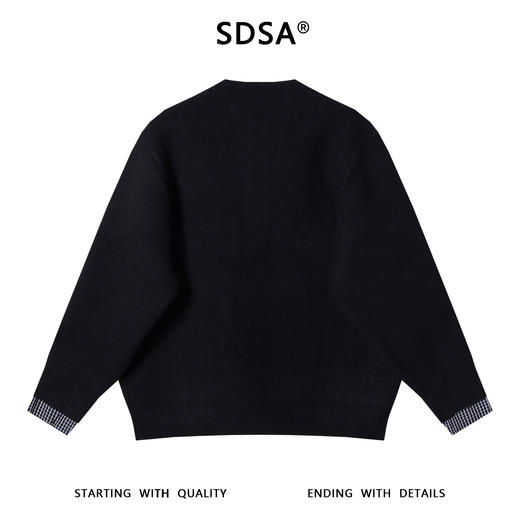 SDSA男士秋冬新款痞帅男装美式拼接纽扣圆领针织衫休闲慵懒风毛衣 商品图5