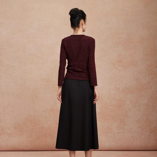 QG700斯尔丽25新款两件套圆领腰部收褶系带设计时尚搭A字半裙通勤套装 商品图1