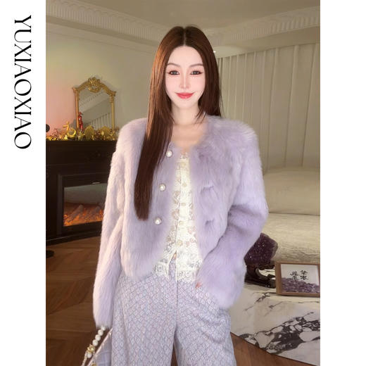 余潇潇【冰岛海风】轻奢质感托斯卡纳直绵羊毛革皮毛一体香蕉袖皮草 商品图4