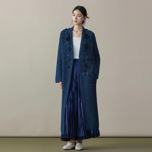 【林栖设计小店】【手工钩花】纯棉毛织外套优雅花边2025秋冬新款毛衣女1954077 商品图0