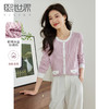 【专属特价】熙世界小香风撞色格子圆领针织衫长袖软糯提花上衣2025秋季新款 商品缩略图0