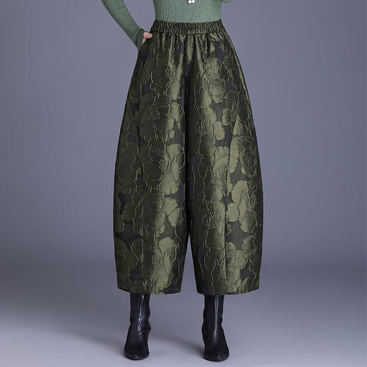 KQL 422H5313轻奢提花花苞裤大码宽松哈伦裤休闲裤 商品图4