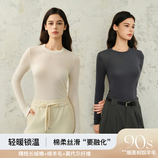 26%莫代尔30%绵羊毛35%棉圆领云感衣 商品图0