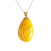 【天然正品】AU750玫瑰金镶天然水滴造型鸡油黄蜜蜡吊坠项链链长：45CM（长度可调节）女士120925NJM09现售价：2380 商品缩略图0