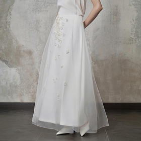 【林栖设计小店】桑蚕丝半身裙飘逸优雅立体花朵2025秋冬新款花仙子裙子女1954035