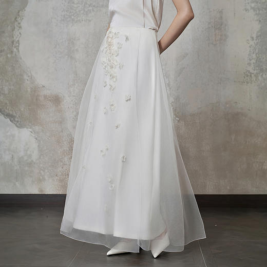 【林栖设计小店】桑蚕丝半身裙飘逸优雅立体花朵2025秋冬新款花仙子裙子女1954035 商品图0