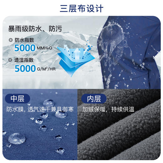 软壳冲锋裤女款秋冬季户外运动内力抓绒保暖防水防风长裤 商品图3