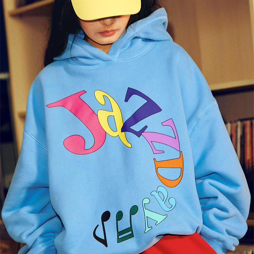 CryingCenterJazzDay弧形音符字母印花宽松套头加绒卫衣 哭喊中心 商品图3