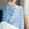 奥伊米初秋100%天丝初秋圆领条纹撞色薄款打底衫YTMA110 商品缩略图1