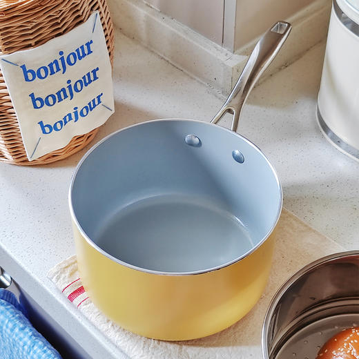 查蒙蒂纳18cm不粘汤奶锅【柠檬黄/樱花粉】 商品图7