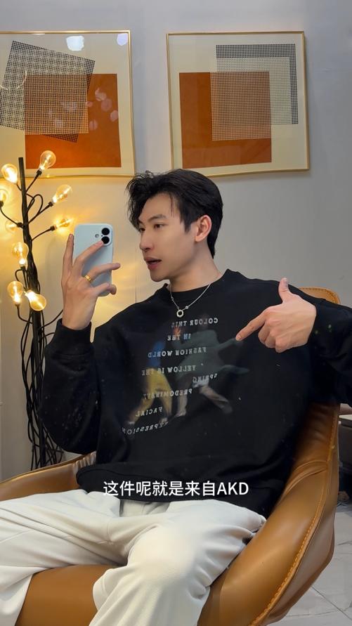 SDSA男士秋冬新款痞帅男装潮牌字母模糊印花圆领卫衣时尚套头上衣 商品图0