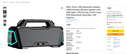 BMTL Metro 1992蓝牙音箱 便携式蓝牙音箱带RGB灯 商品图10