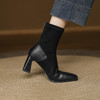 【预售5天】法式方头气质绒面瘦瘦靴女秋冬新款拼接弹力短靴单靴SP&A1361 商品缩略图2
