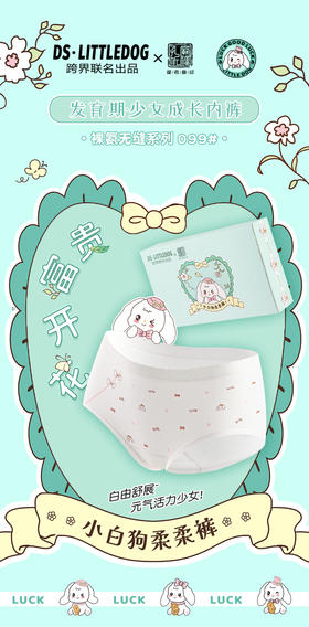 治愈小白狗柔柔裤三角裤裸氨无缝系列内裤099#3条装专为成长期少女定制