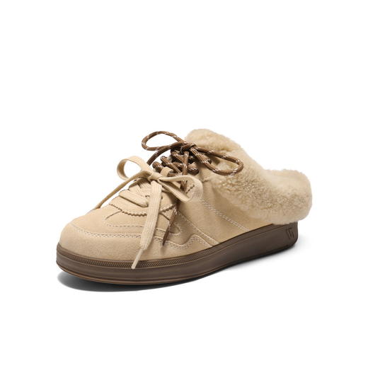 BF楼百丽复古毛毛厚底穆勒德训鞋子2025冬季可外穿包头拖女E6E1DDH5 商品图1