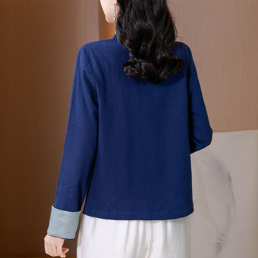 KQL A83N3177纯色棉麻唐装新中式上衣 商品图3