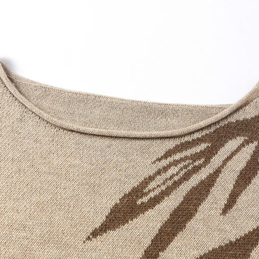 97-3031-208圆领慵懒风毛衣2025春秋冬印花内搭宽松打底衫高级感针织衫女上衣 商品图3