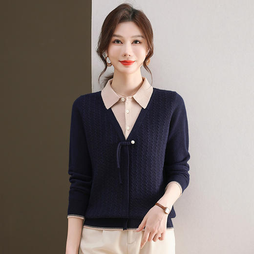 FCY FQ88730针织衫上衣时尚洋气假两件打底衫 商品图2