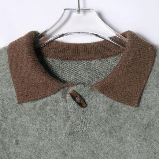 72618SDSA男士秋冬新款痞帅男装韩版拼接撞色纽扣翻领针织衫毛衣百搭 商品图2